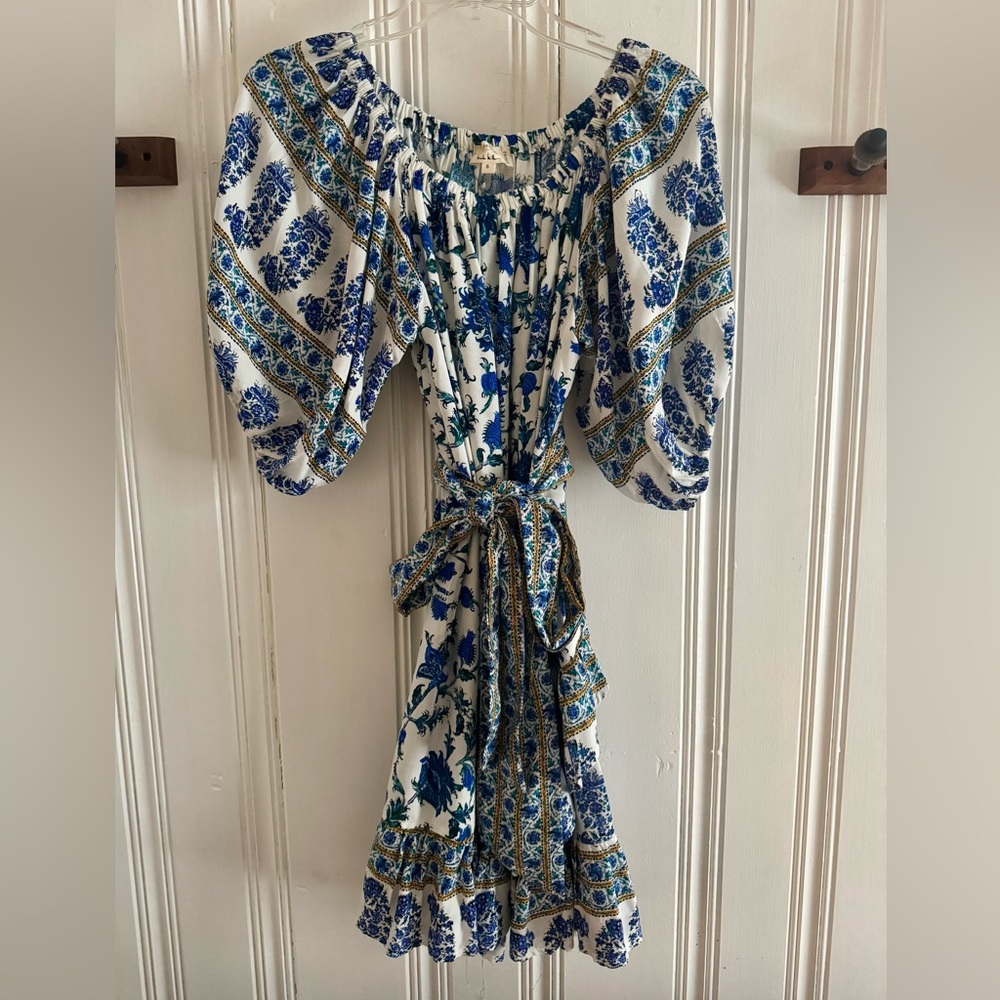Cottagecore Floral Blue and White Dress